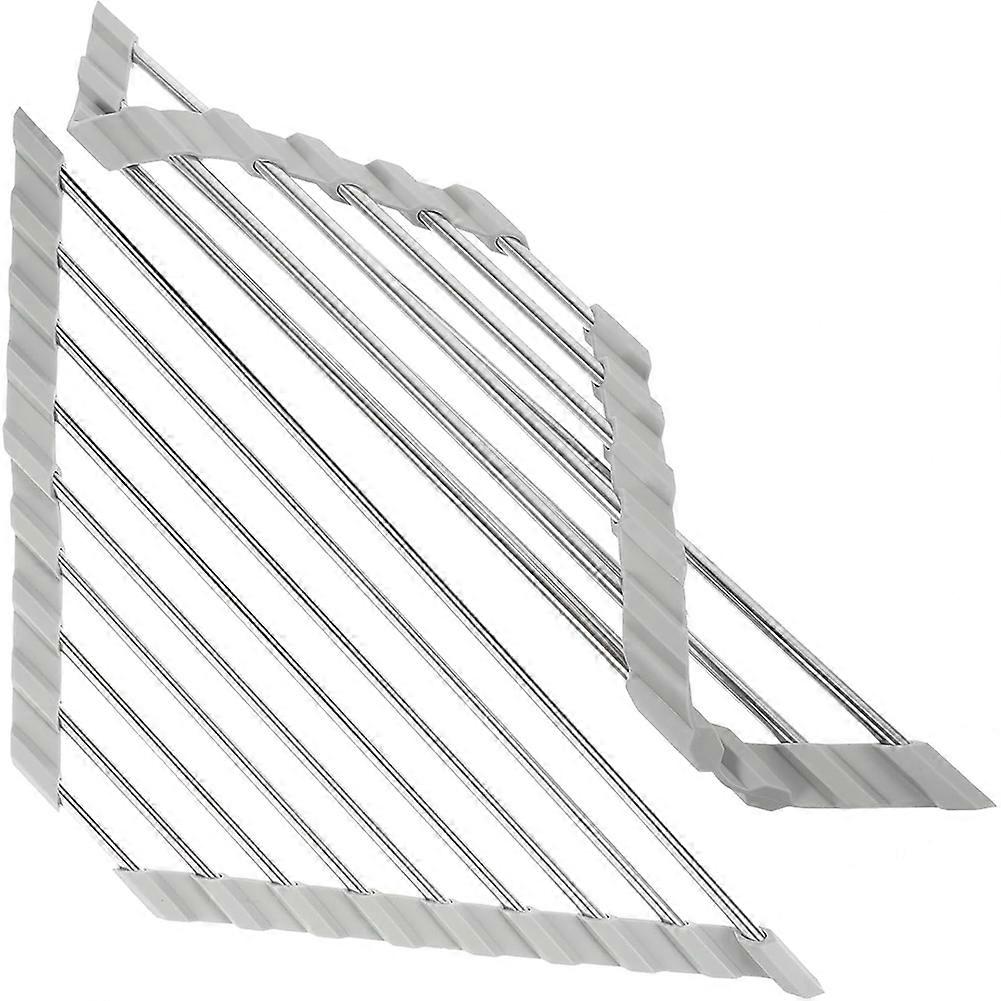 Stainless Steel Kitchen Sink Rack Foldable Triangular Draining Basket Storage Holder for Vegetable and Dish Drainage