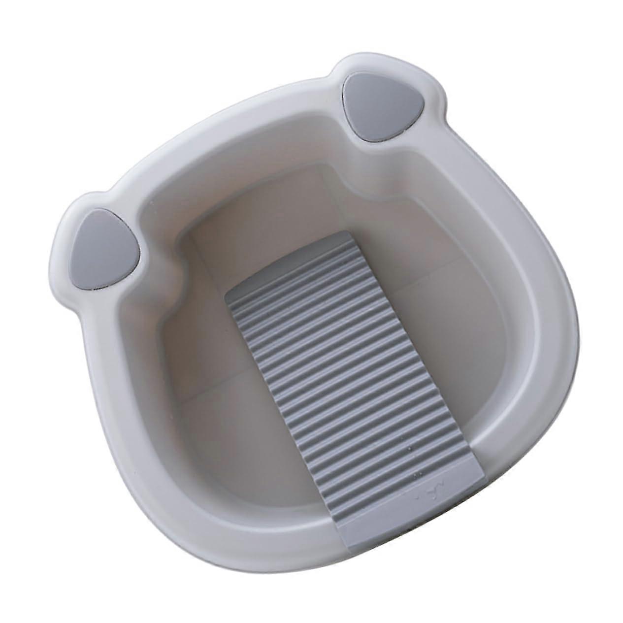 Wash Basin with Washboard, MultiPurpose Laundry and Dish Tub, Compact Camping Grey Set