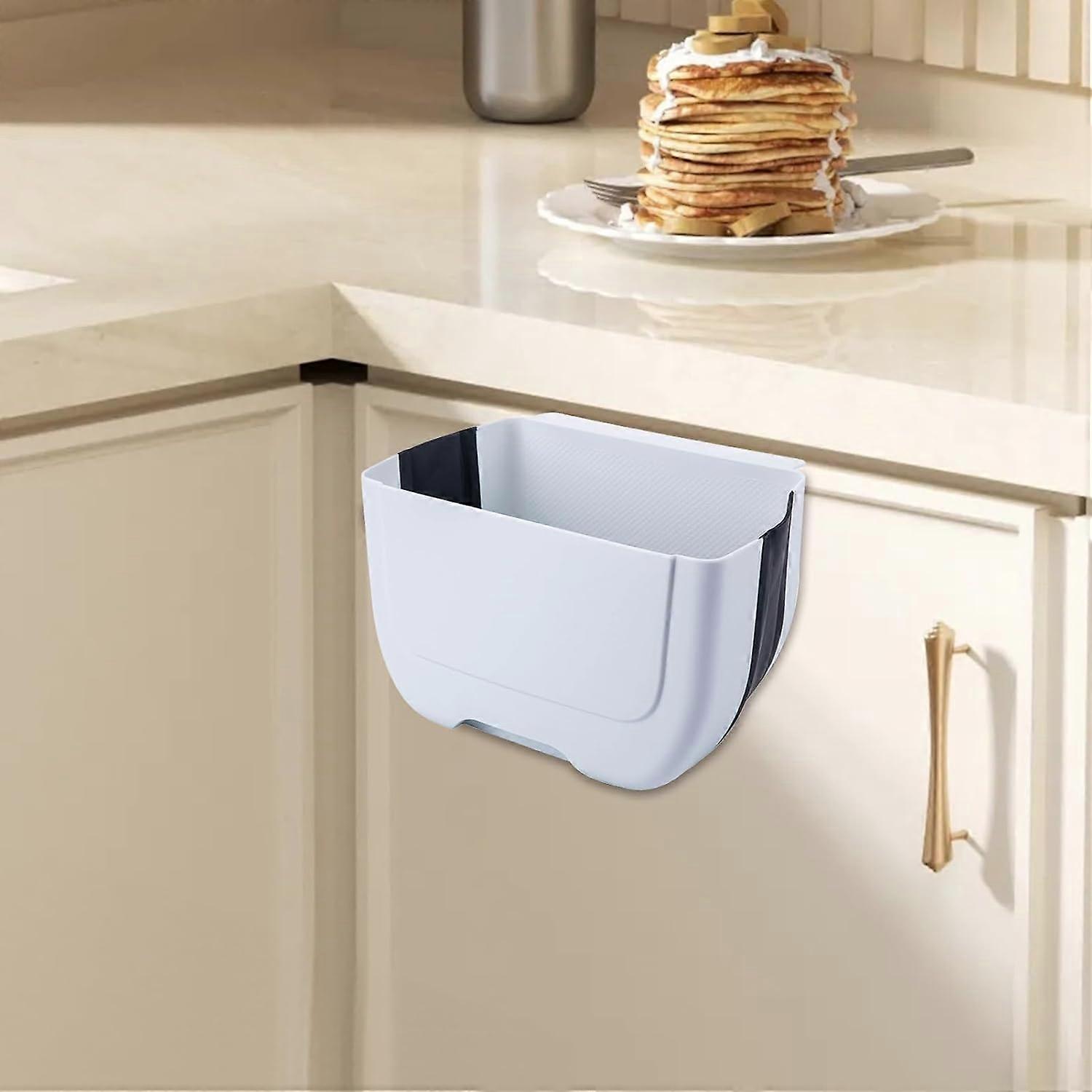 Wall Mounted Folding Trash Can for Kitchen, SpaceSaving OvertheDoor Garbage Bin Black and White