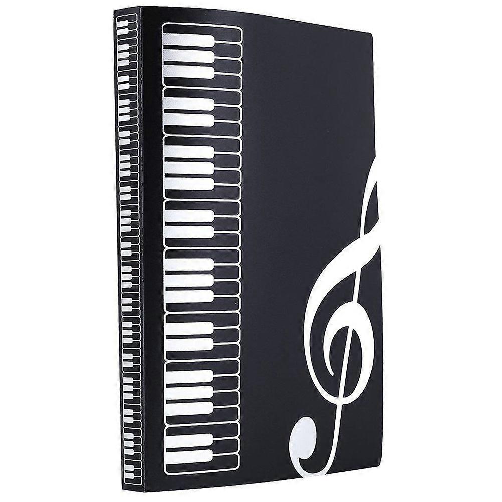 Music Sheet File Paper Documents Storage Folder 40 Pockets Holder (Black)