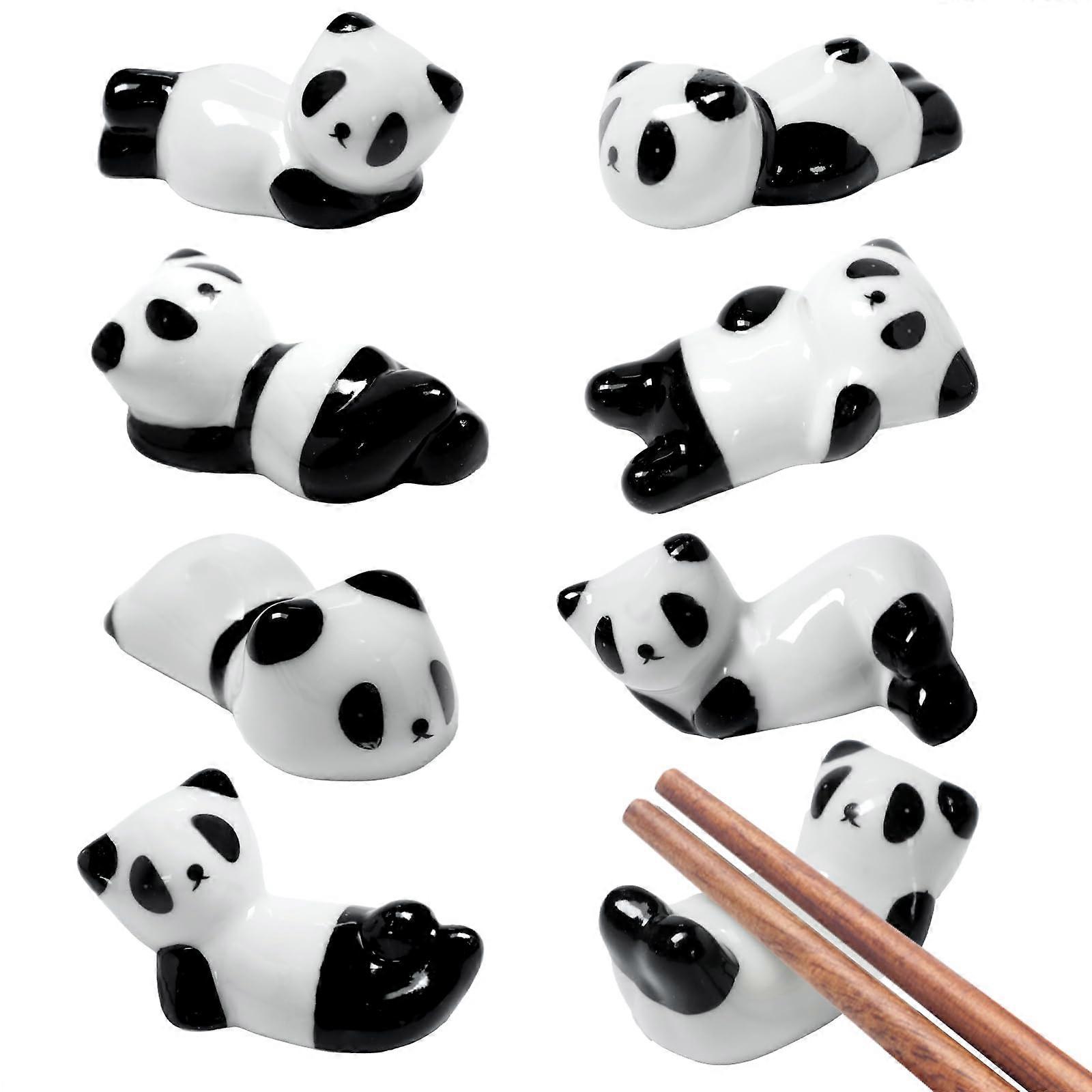 8 Pcs Panda Ceramic Chopstick Rest Set  Cute Utensil Holders for Dining, Durable Easy Clean Design