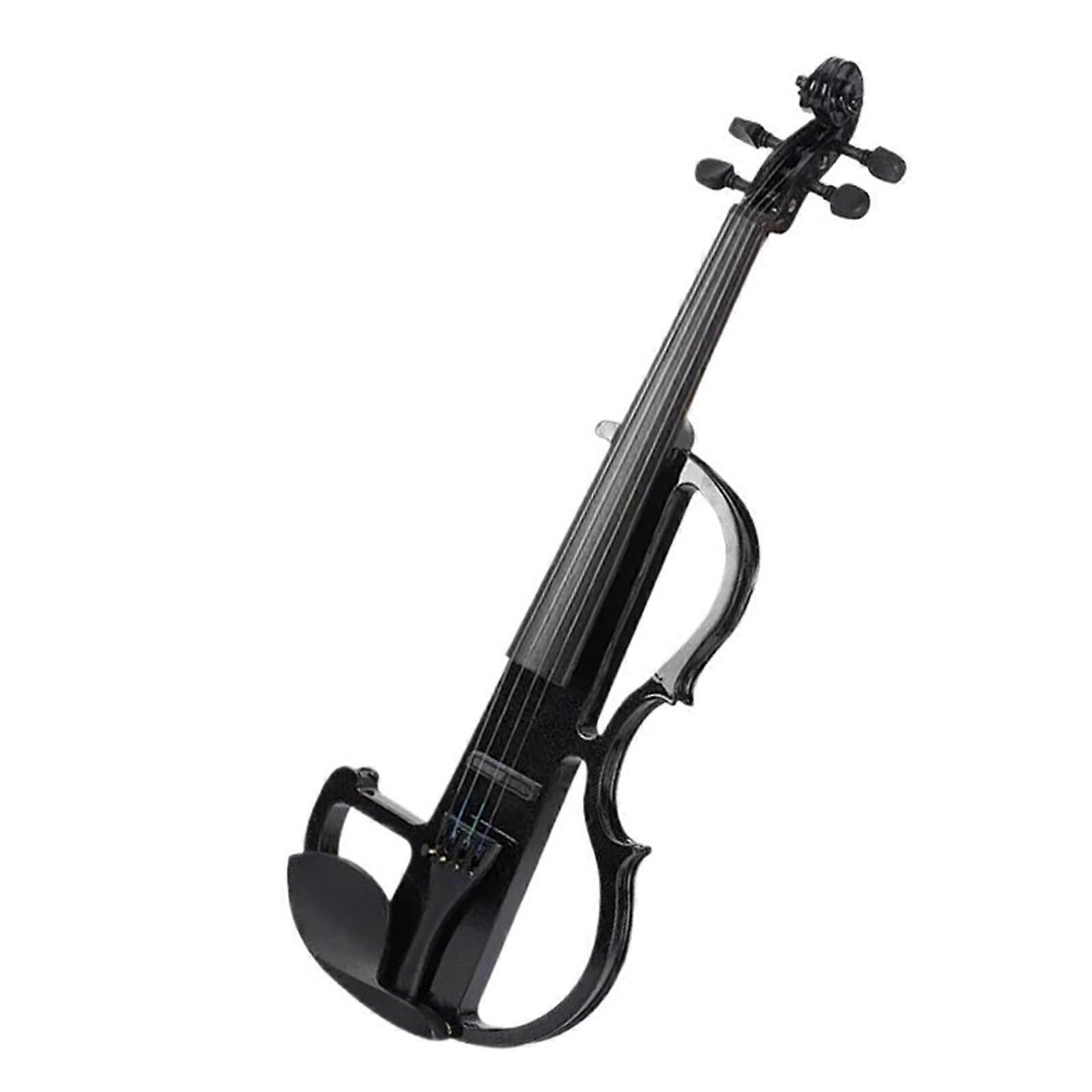 4/4 Black Electric Violin for Beginners with Warm Round Tone and Precision Setup