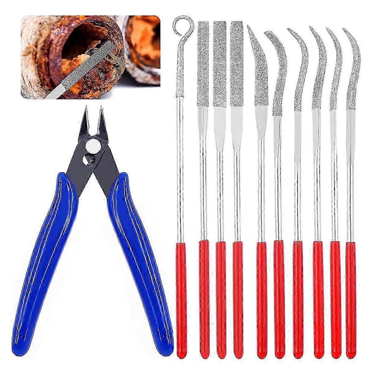11-Piece Mini Diamond File Combination Set, Multi-Function Needle File Set for Woodworking, Sanding