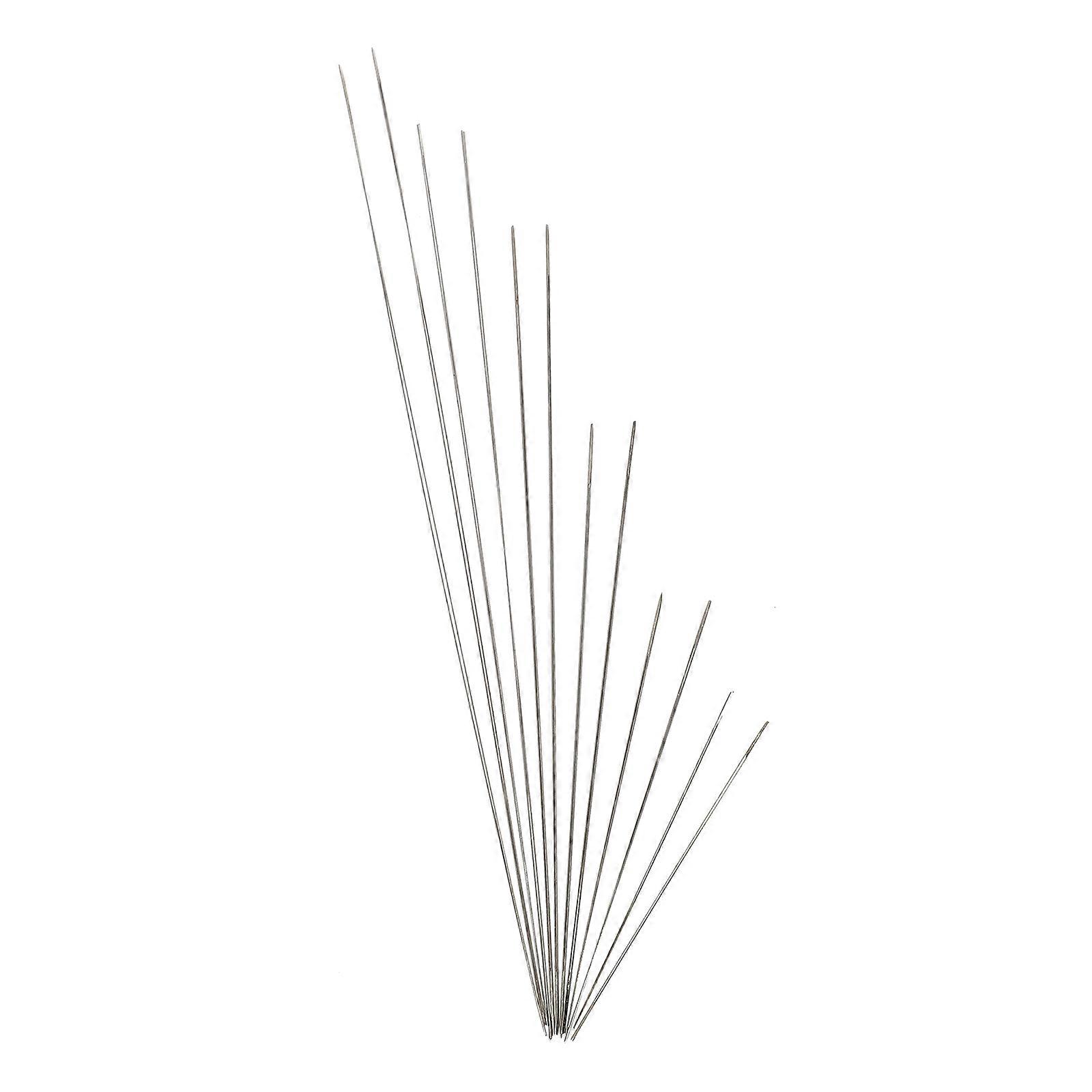 Big Eye Beading Needle Thread Sewing Needles for DIY Use 12Pcs Silver Alloy