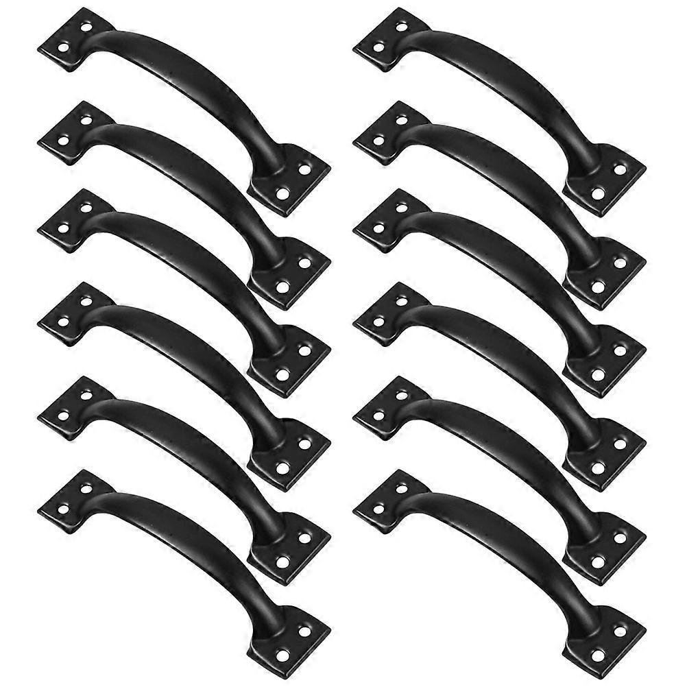 Rustic Handle Drawer Pull Ring Knob Simple Bow Shape Iron Home Renovation 12Pcs