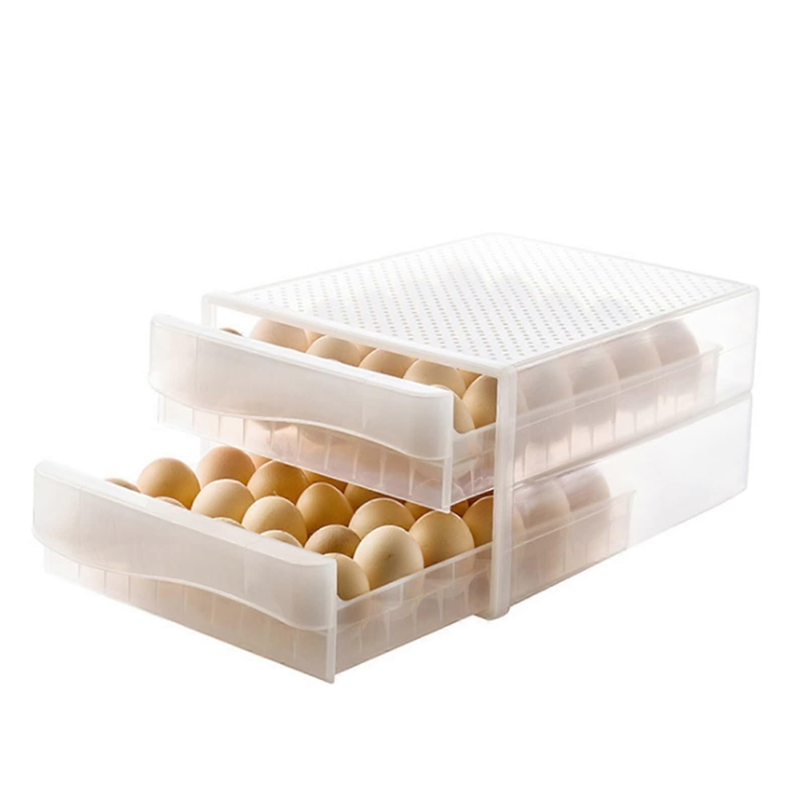 Egg Storage Container with Lid, Stackable Double Layer Egg Holder for Refrigerator Kitchen Organizer