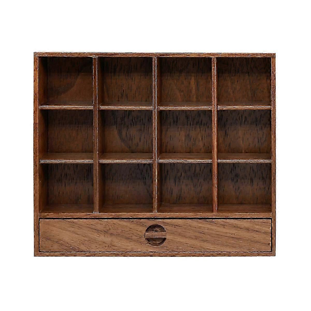 1/6 Cup Holder Storage Rack Solid Wood Mini Bookcase Cabinet B