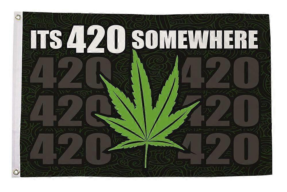 IT S 420 SOMEWHERE Leaf Rasta FLAG CC0664