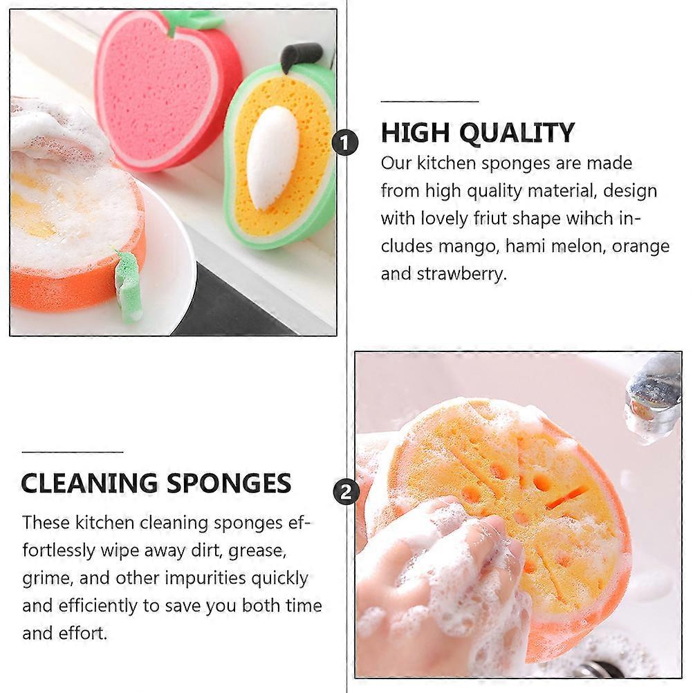 Fruit Shape Cleaning Sponge for Dish Washing Kitchen Use 4Pcs