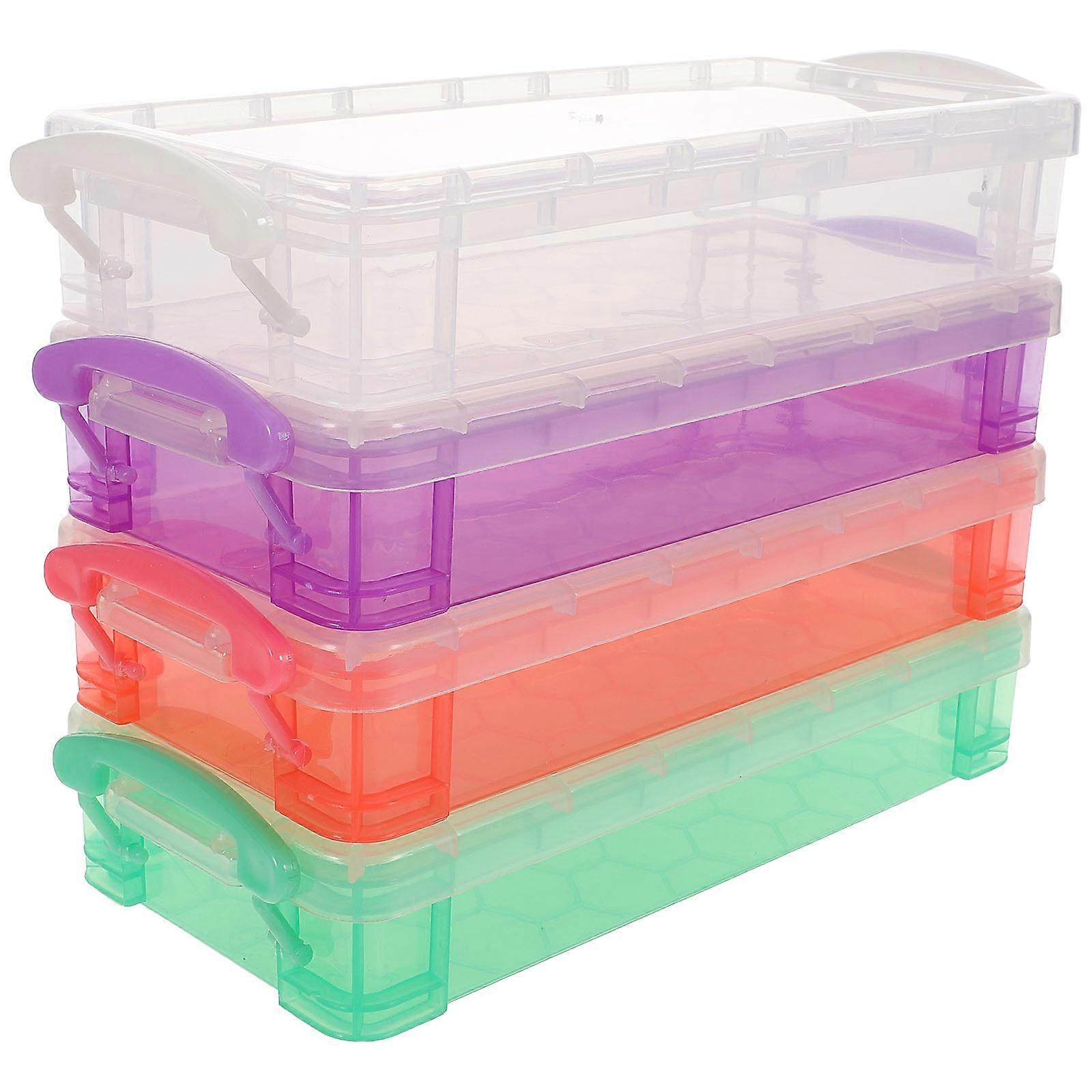4Pcs Pencil Cases Plastic Multi-Function Pencil Storage Boxes for Storage