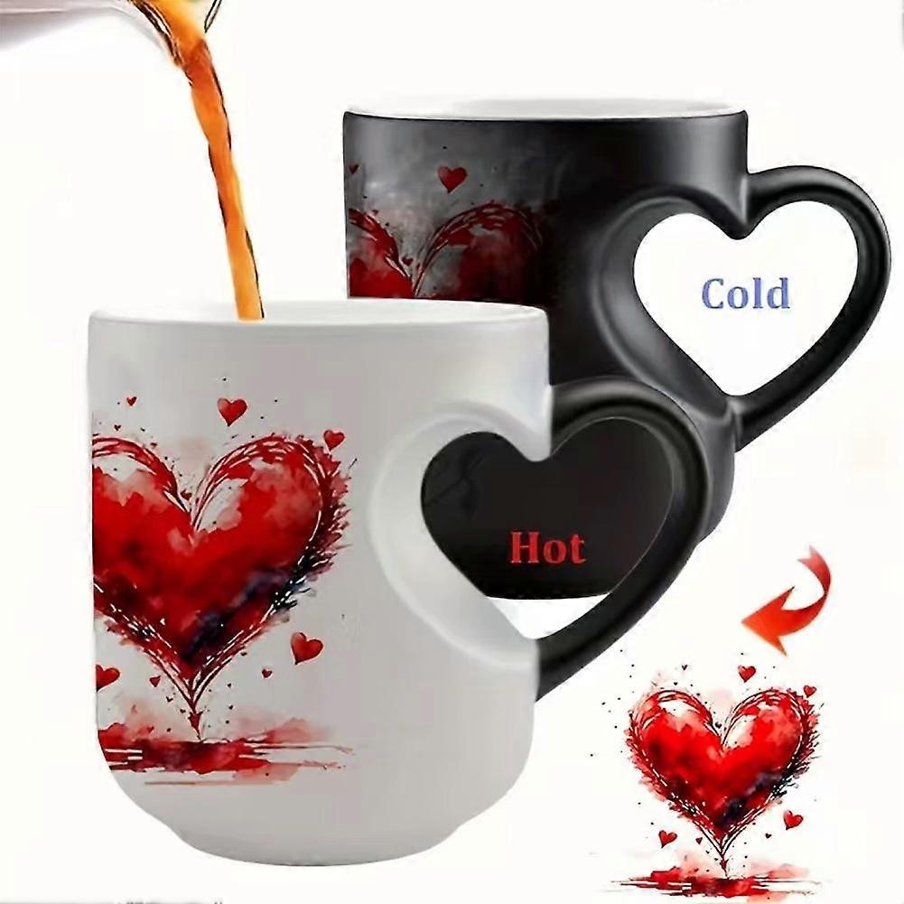 Heart-shaped Magic Ceramic Cup Temperature-Sensitive Colour-Changing Mug Creat Gift Colour-Changing Coffee Mug