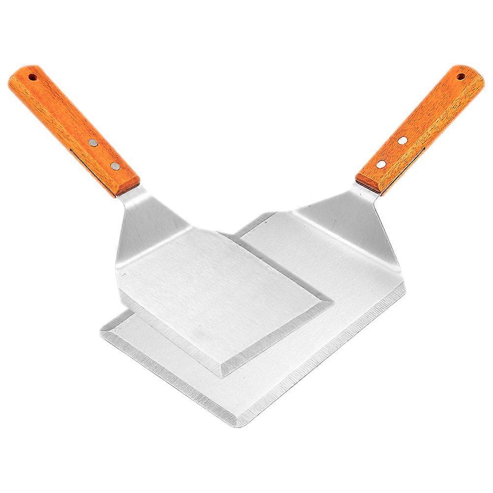Multi-Function 2Pcs Pan Spatula with Metal and Wood for Cooking