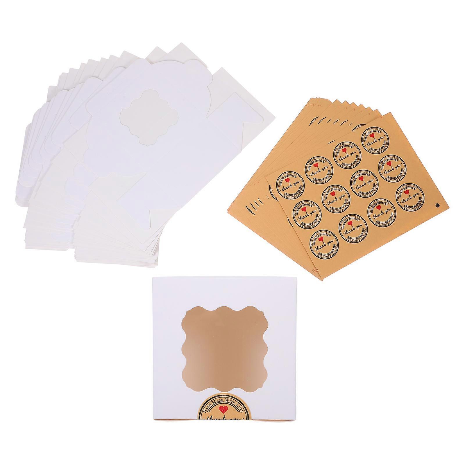 Macaron Box White Paper Cookie Boxes for Macaron with Clear Window 20Pcs