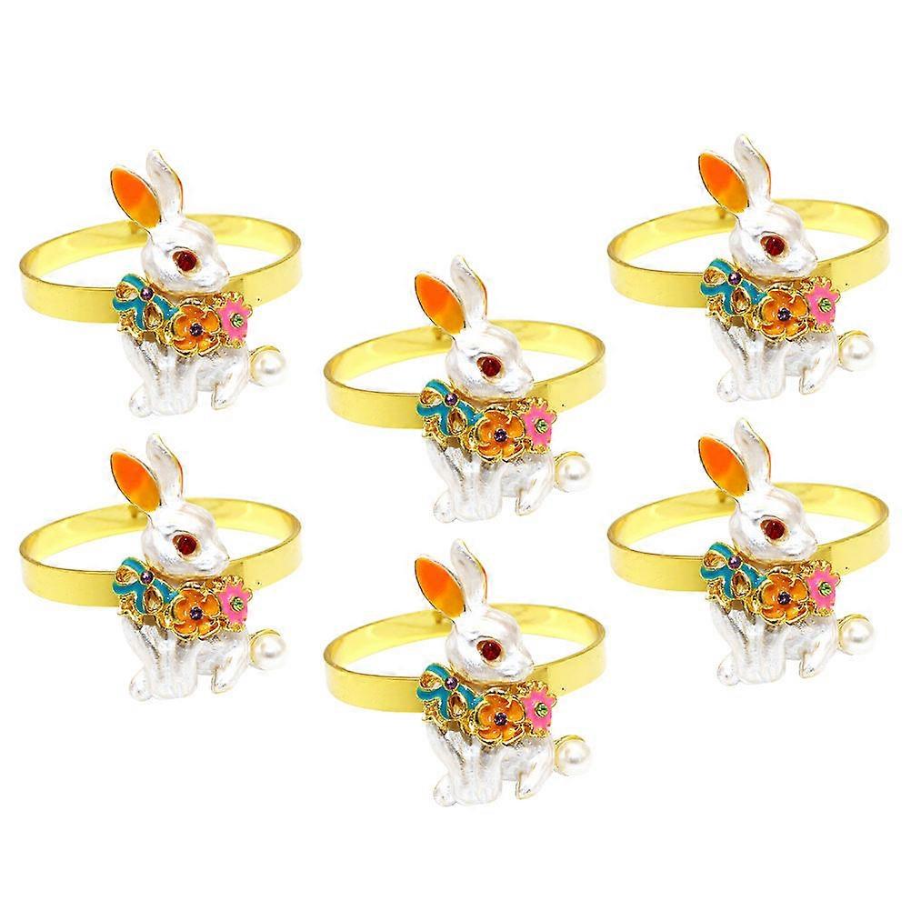6Pcs Rabbit Napkin Ring Metal Serviette Rings for Easter Table Setting