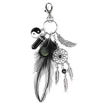 Keyring Black Agate Charm Keyfob for Women Accessory with Design
