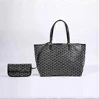 Bolso tote Goyard Saint Louis GM y neceser desmontable - Lona Goyardine clásica gris/negra con piel color coñac - Regalo de lujo para ella