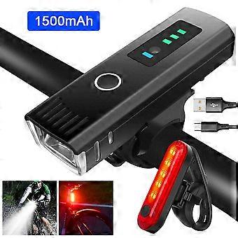 Imperméable à l’eau USB avant Bike Light 4 Modes Mtb Bicycle Lamp Cycling Flashlight Built-in 1500 Mah Batterie Bike Light