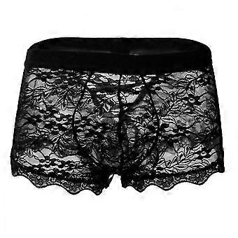 Lace Transparent Mesh Men's Underwear Low Waist Boyshort