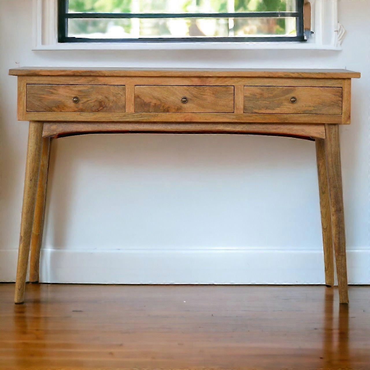 Solid Wood Large 3 Drawer Console, Brown