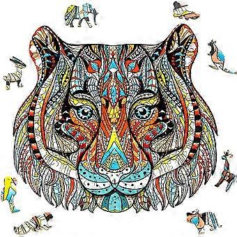 Träpussel för vuxna, tigerformat pussel, utmärkt presentidé för vuxna och barn. 150+ unika pusselbitar 28x28 cm (stora)
