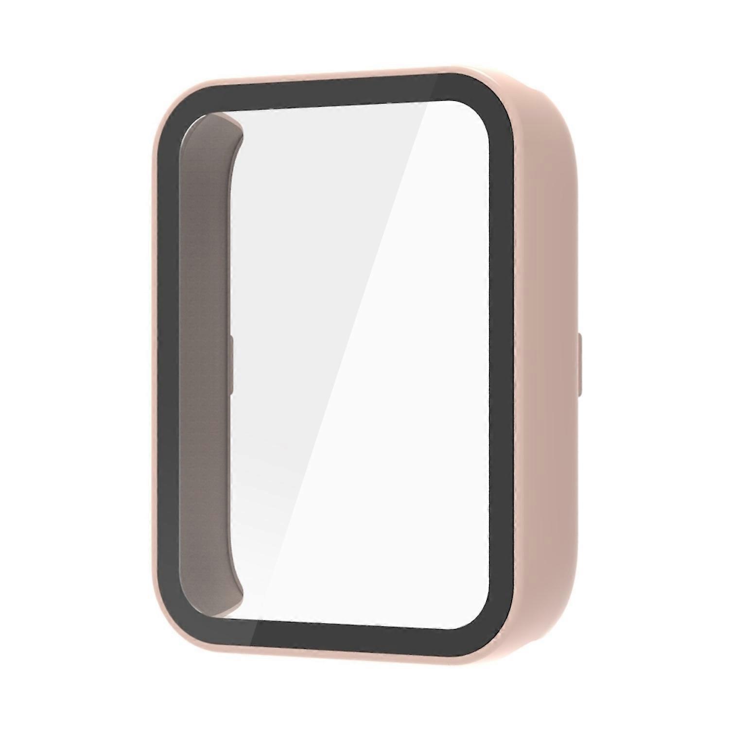 For Xiaomi Smart Band 9 Pro Plastic PC Smart Case + Tempered H9 Hard Glass Pink