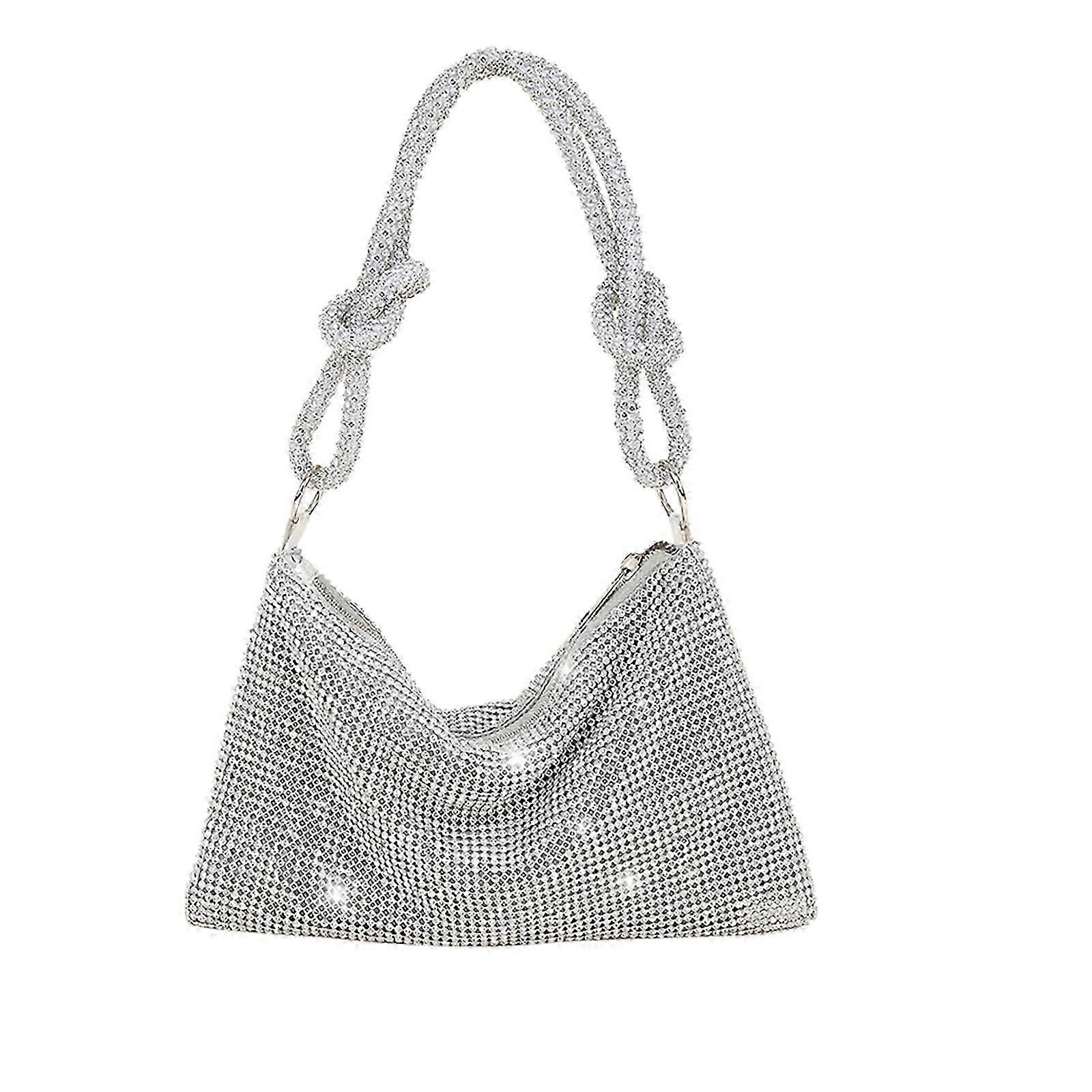 Rhinestone Evening Handbag - Silver