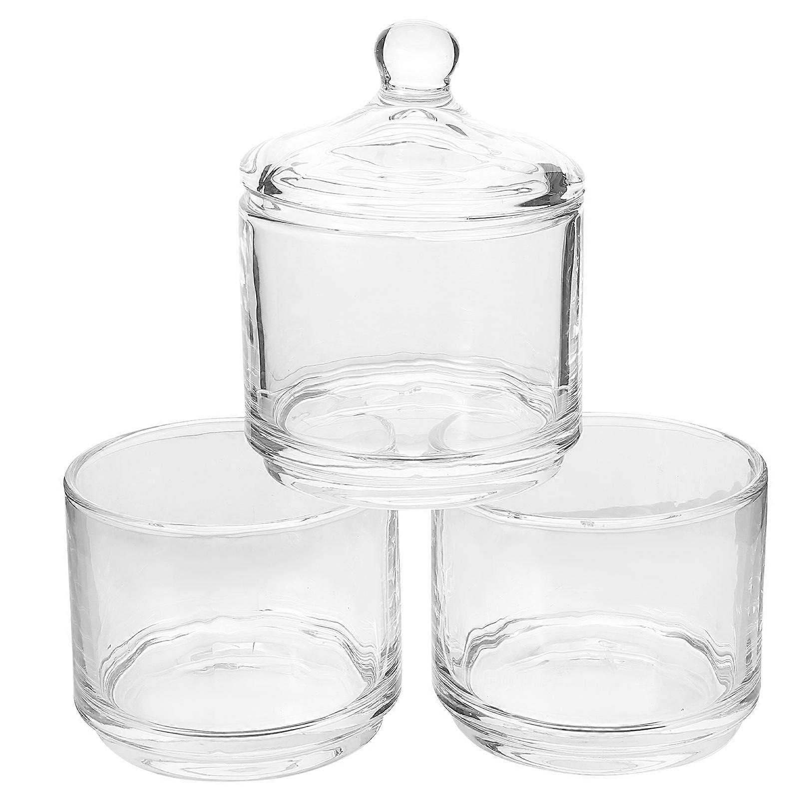 Stackable Round Glass Storage Container 3-Tier Candy Cookie Jar Tea Leaf Container