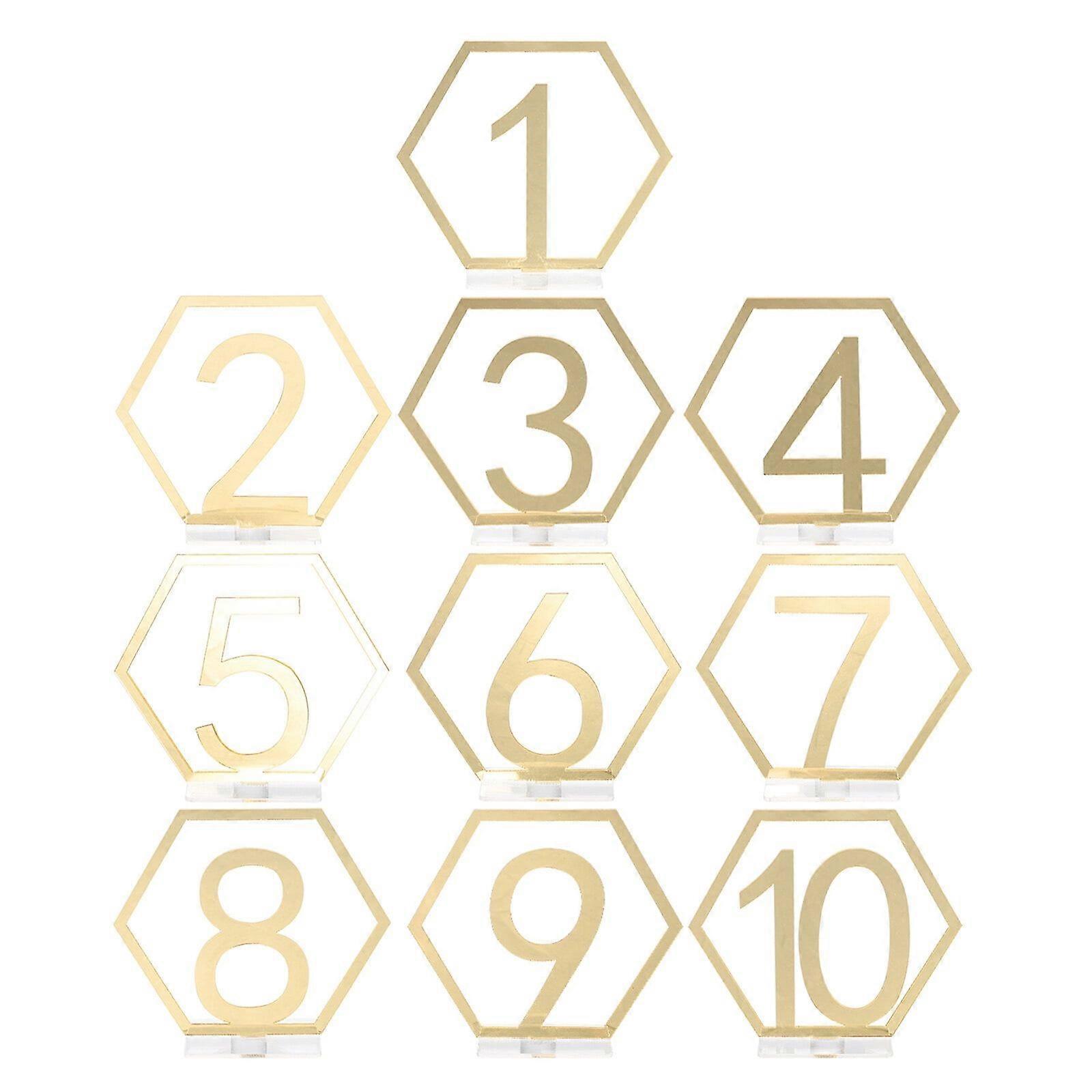 10pcs Wedding Table Numbers Hexagonal Numbers Placeholders Party Table Cards