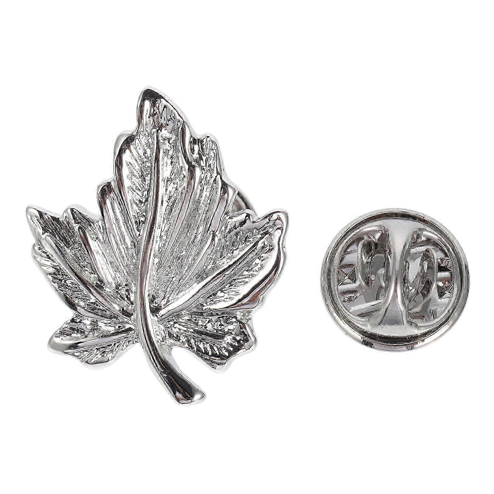 Brooch Pin Maple Leaf Decorative Wardrobe Essential Stylish Silver 1Pack