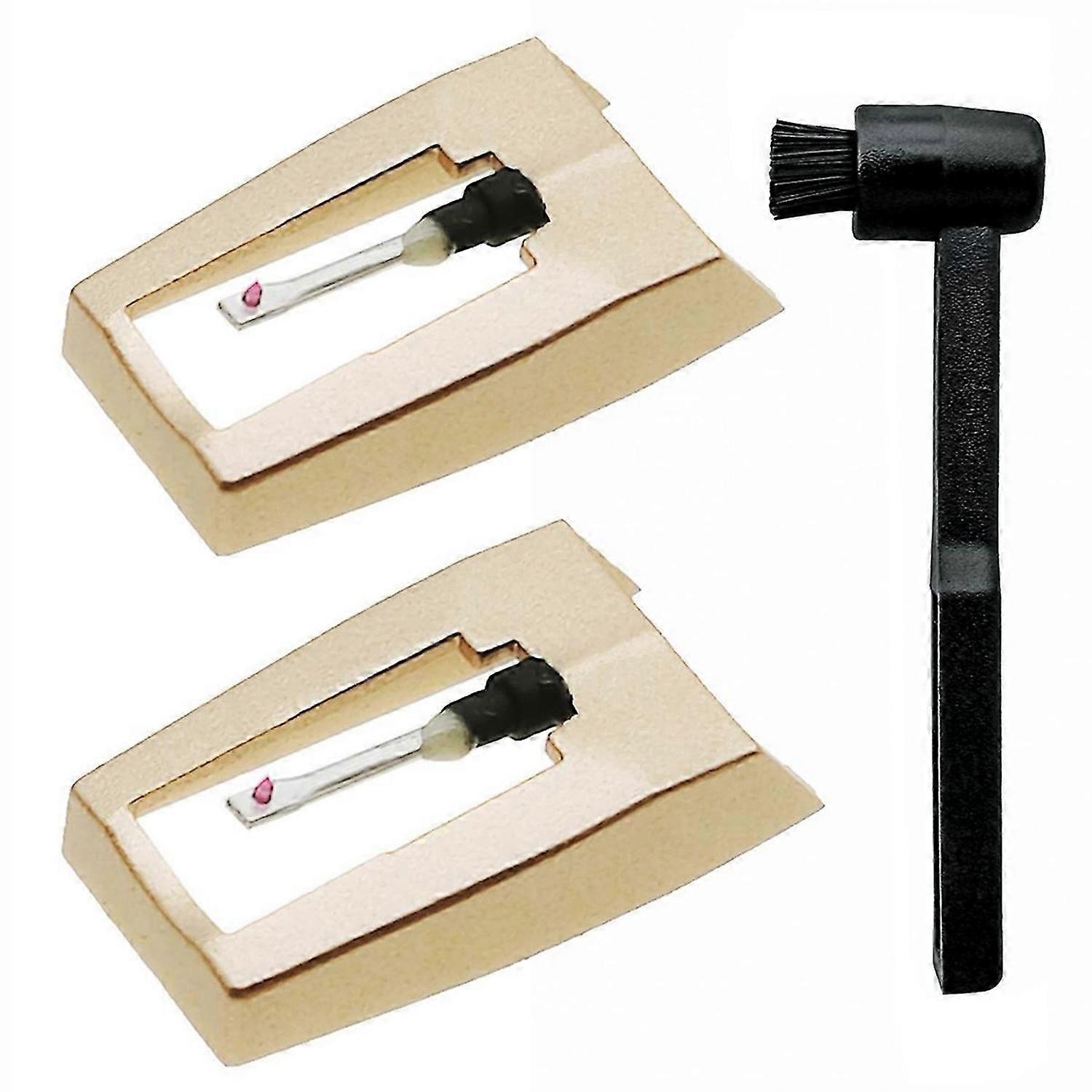 2Pcs Record Player Needles Replacement with Cleaning Brush Kit