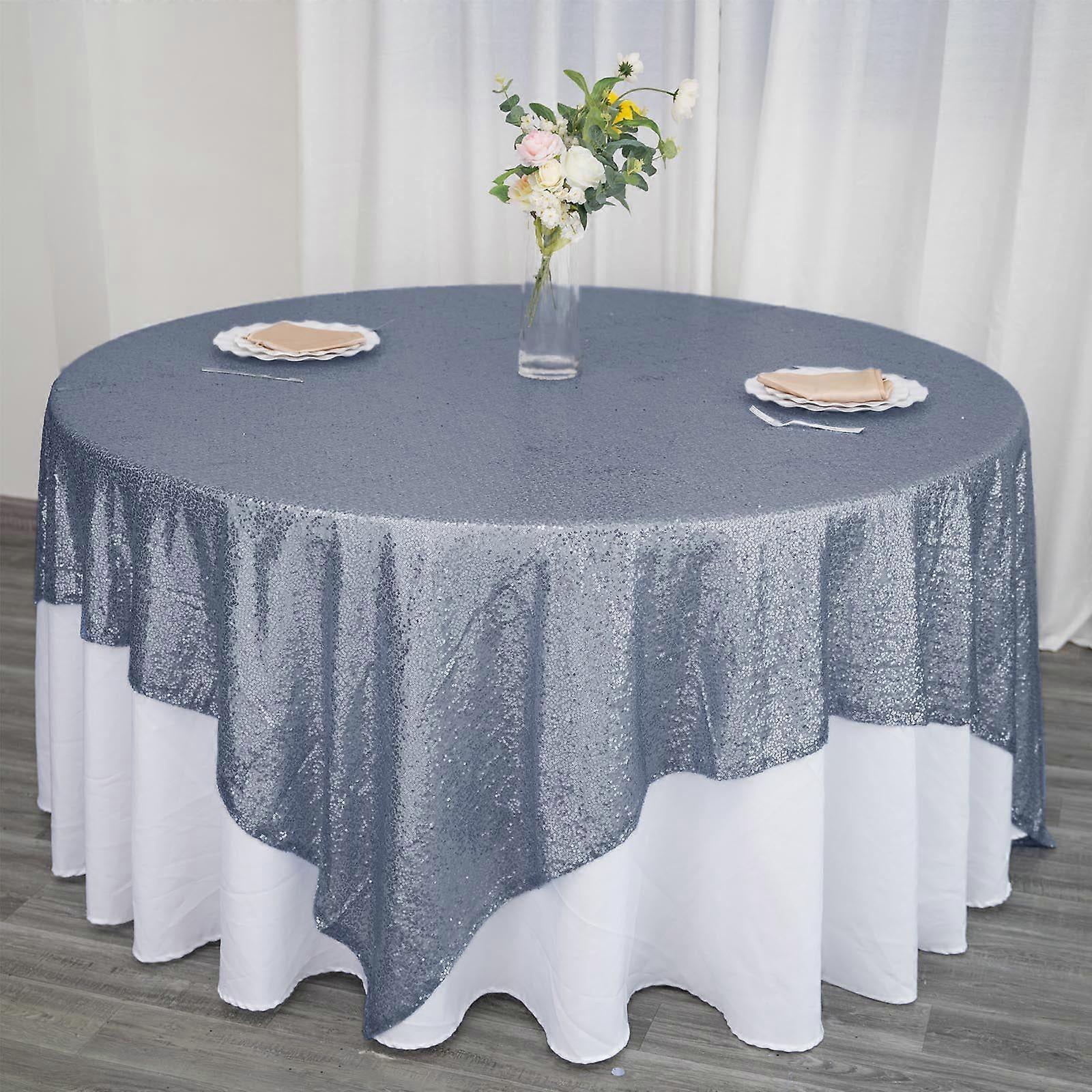 90" Square Table Topper Premium SEQUIN Square Tablecloth Overlay For Wedding