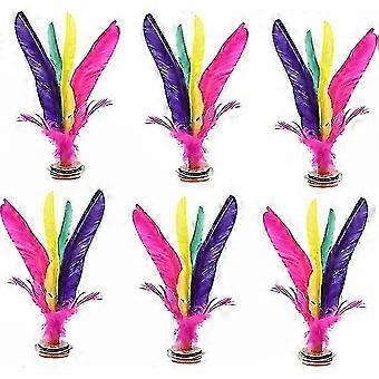 Kicking Shuttlecock 6 Pack, Colorful Feather Chinese Jianzi Foot Sports Toy Game