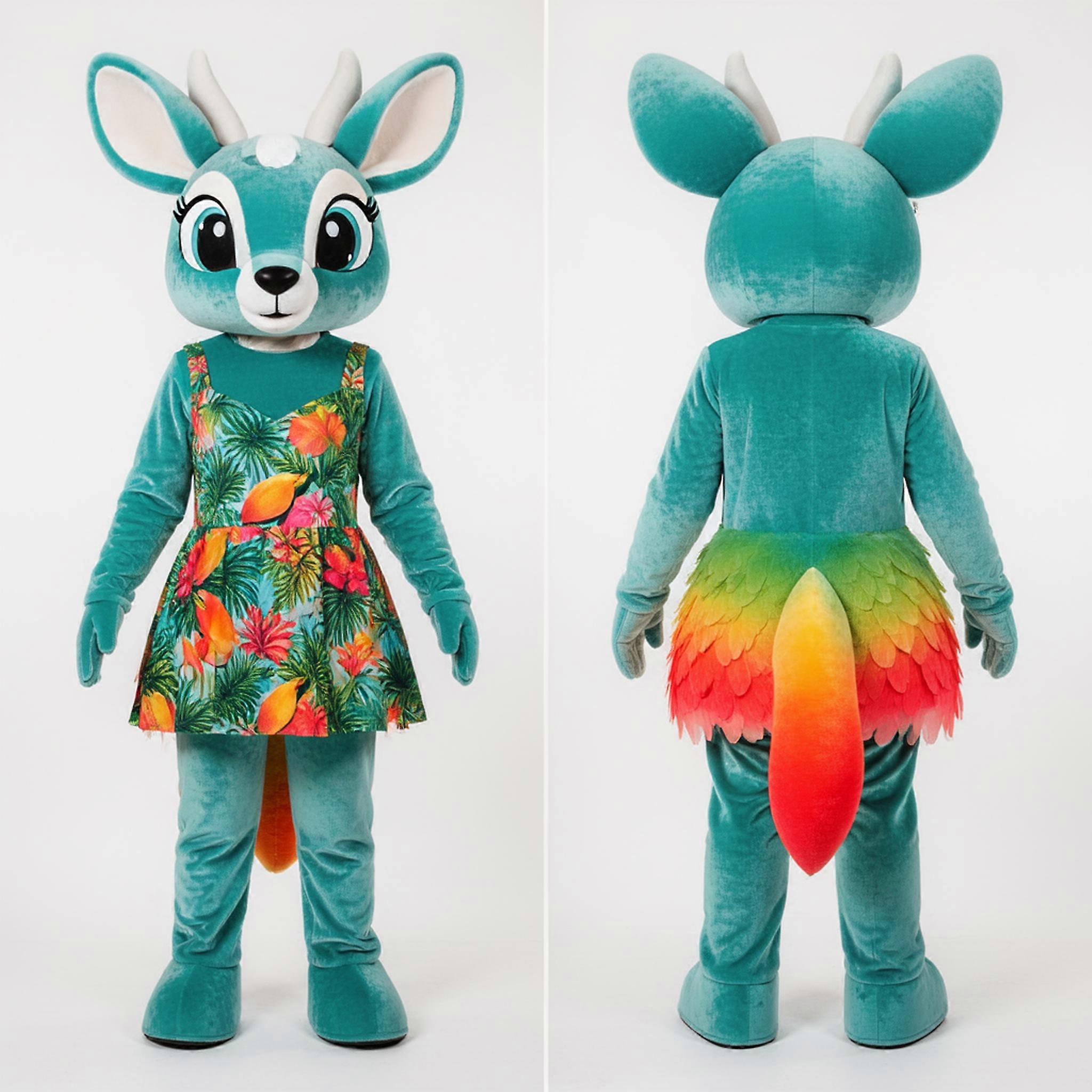 MASTICOT Teal Tropical Gazelle Mascot