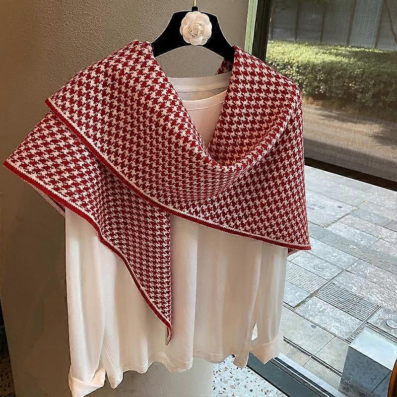 Houndstooth Triangular Multifunctional Warm Neck Scarf For Both Women And Men