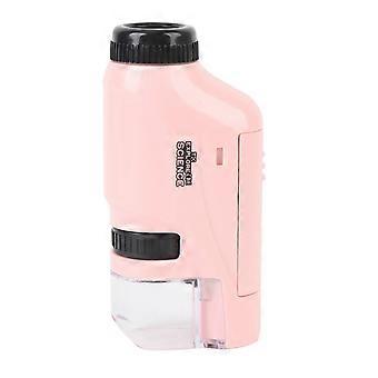 Kids Microscope Educational Science Kit with 12 Specimens, Pink Portable Mini Microscope Gift