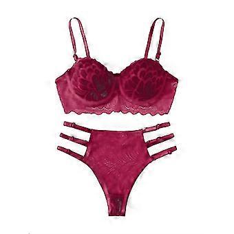 Women's Steel Ring Lace Lingerie Sets Bra Underwear Sleepwear Garter Pajamas