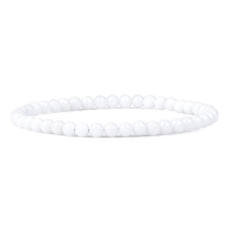 4pcs 4MM White Stretch Bracelets