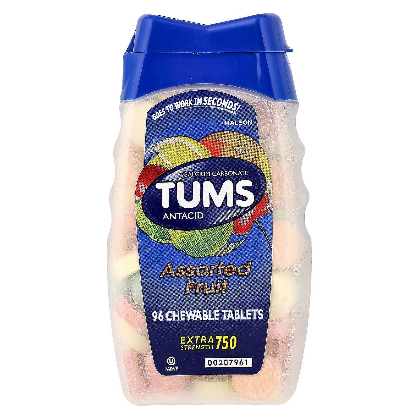 Tums, Extra Strength Antacid, Assorted Fruit, 96 Chewable Tablets