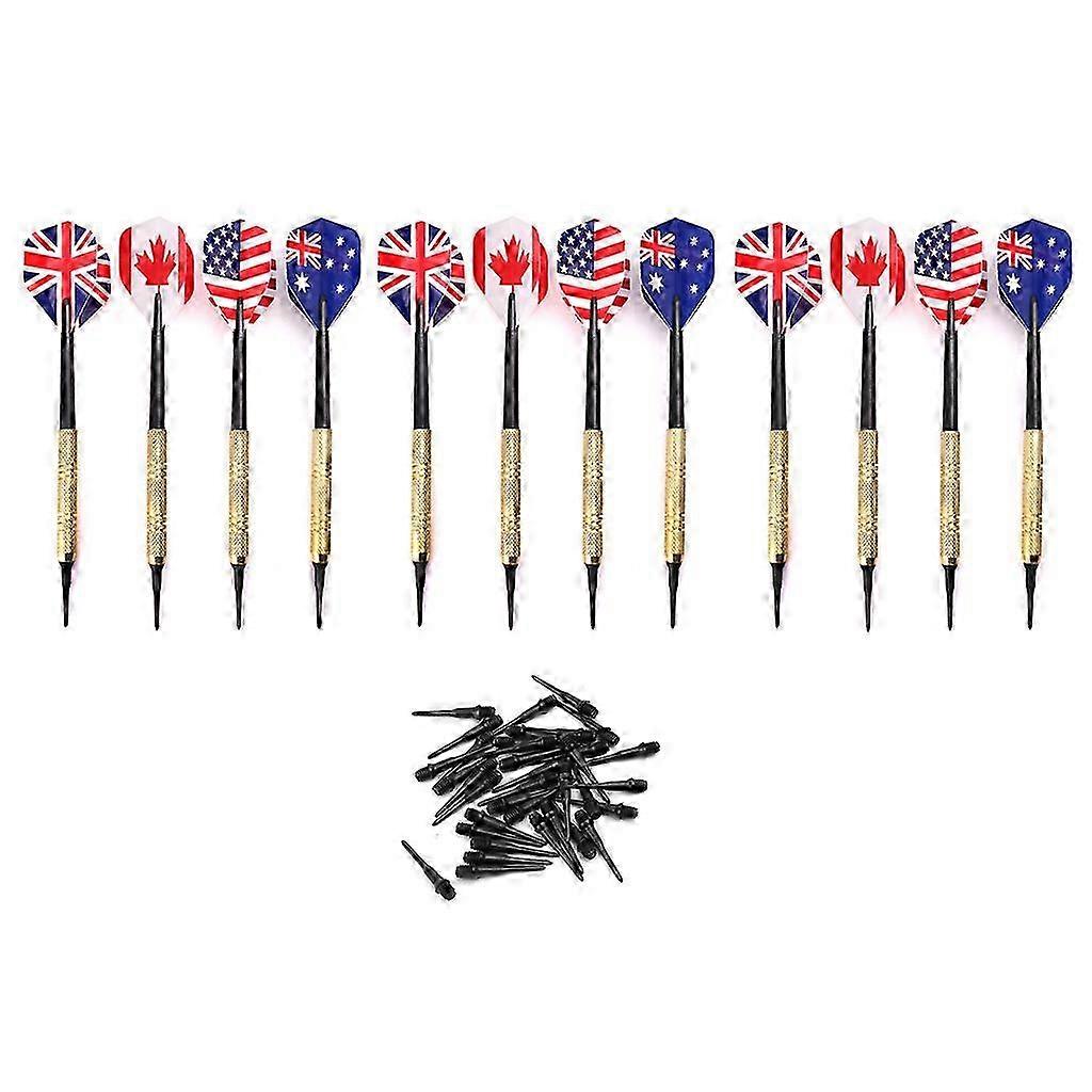 12pcs Soft Tip Darts With 36pcs Extra Tips Plastic Points Needle Electronic Dart