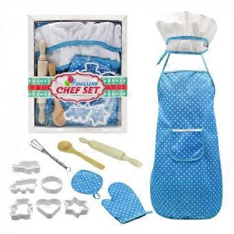 Kids Kitchen Role Play Set Wooden Stainless Tools