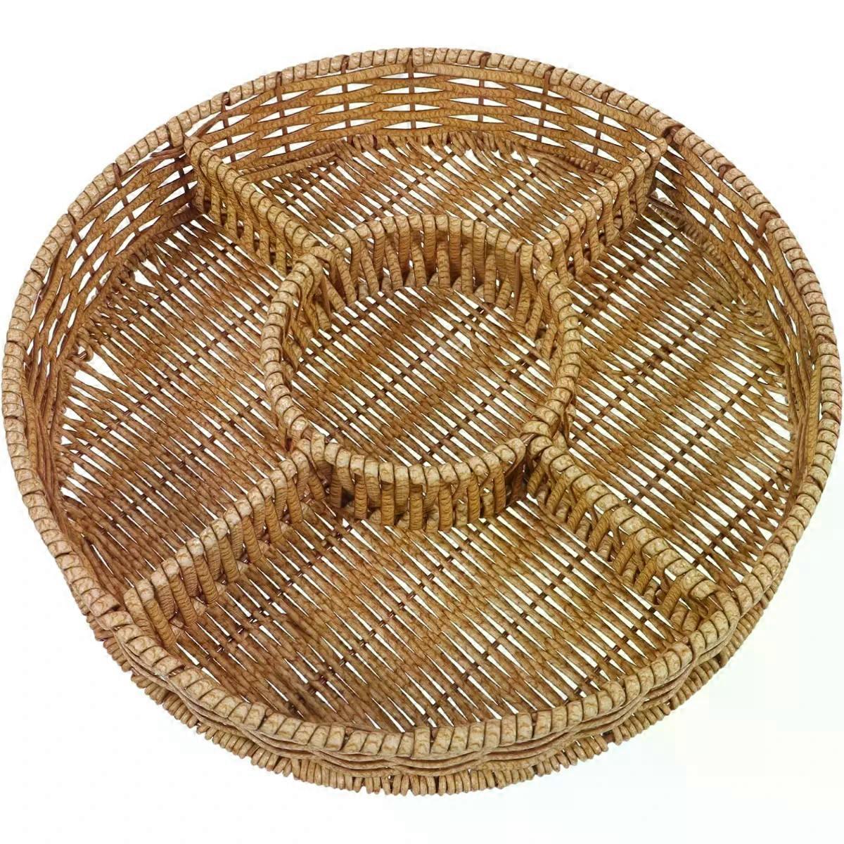 Multi Grid Serving Tray Woven Basket Style for Coffee Table