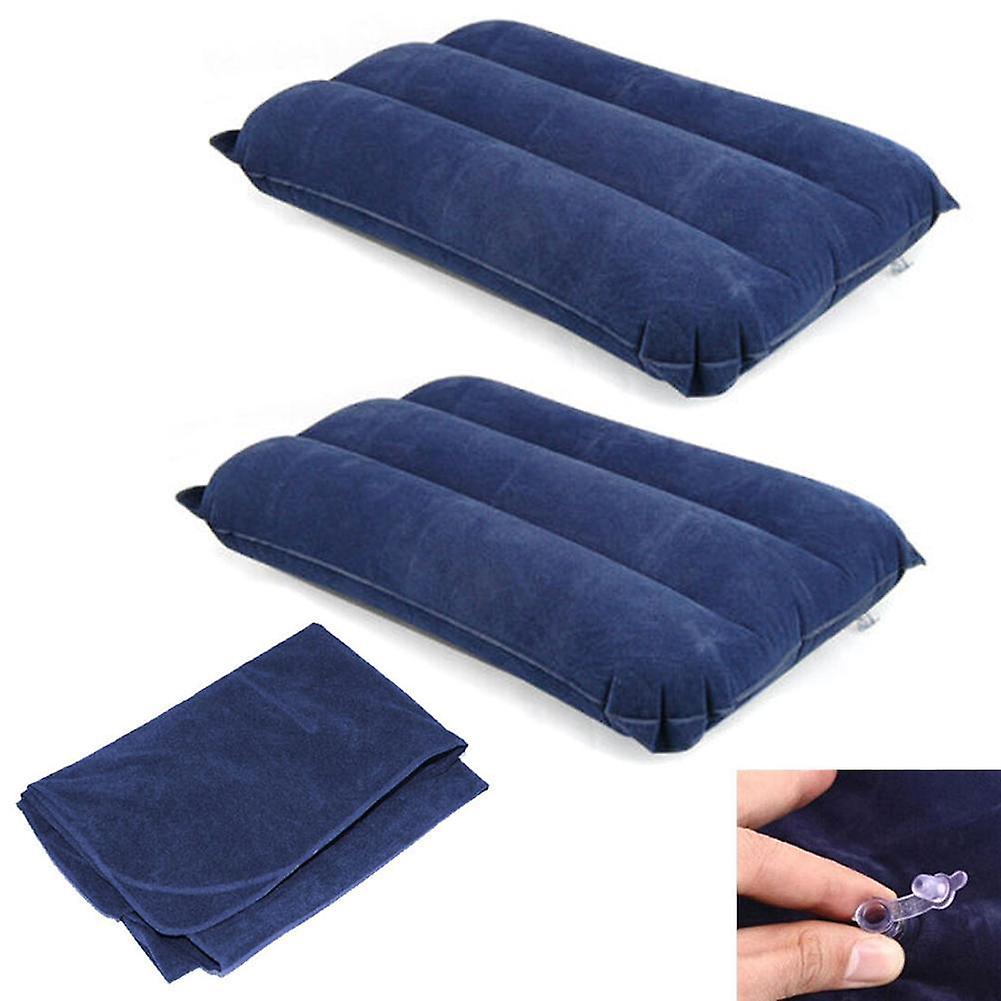 Portable Inflatable Camping Pillow - Flocking, Foldable, Air Cushion For Outdoor Travel And Sleeping