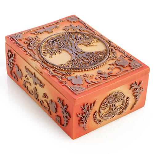TREE OF LIFE Tarot Storage Box Orange Featuring A Detailed Tree Of Life Design