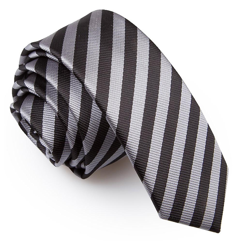 Black and Grey Thin Stripe Skinny Tie