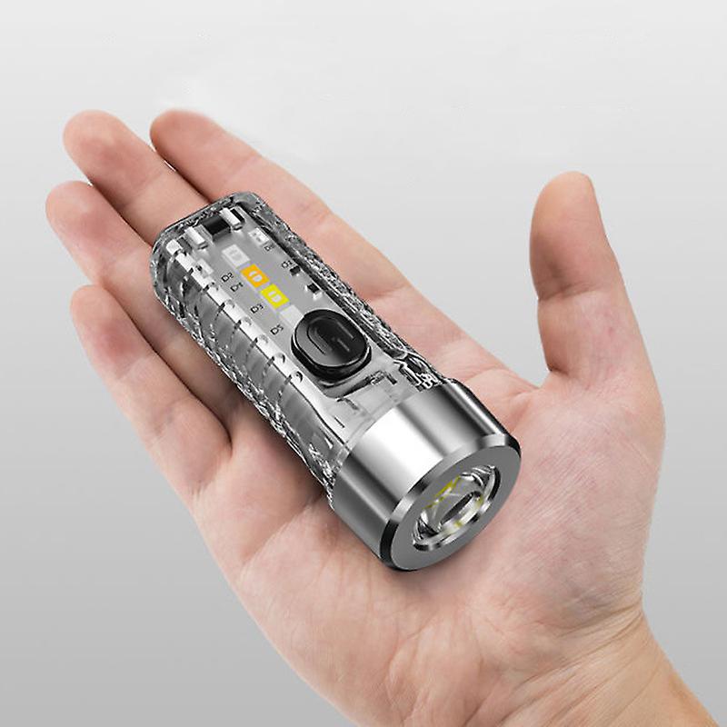 Small Mini Powerful Keychain LED Flashlight Type-C Rechargeable Flashlights IP65 Waterproof Multi Function for Emergency Suitable for walking, searchi