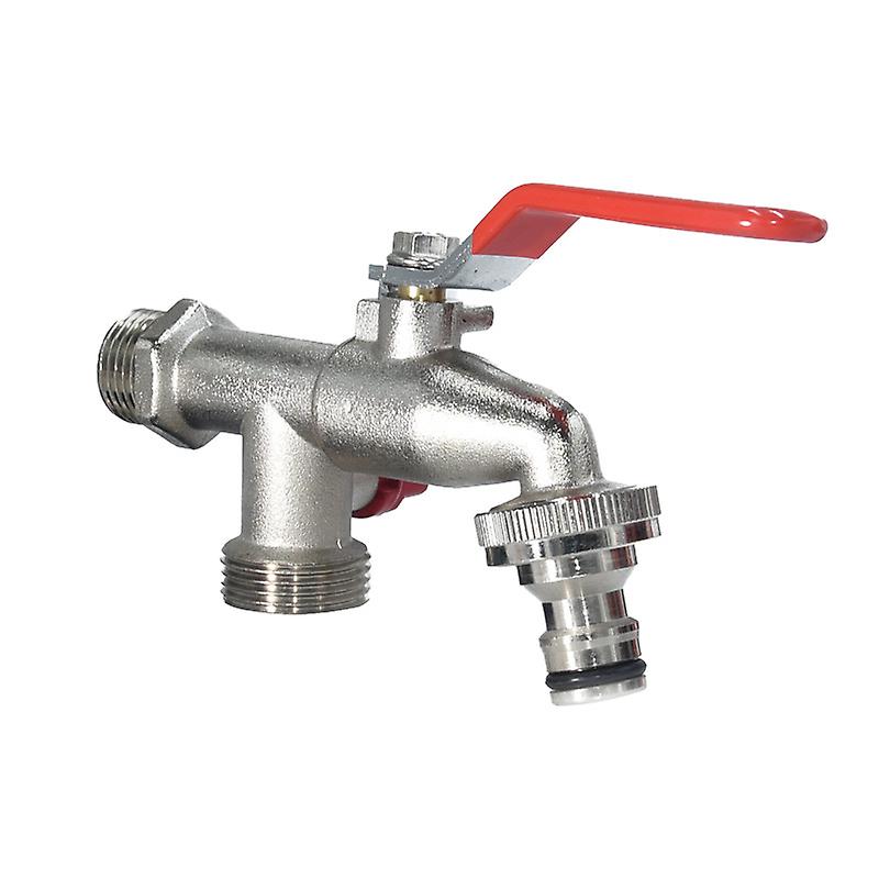 3/4 inch, anti-rust and anti-freeze brass double tap + 2 free hose connections + raw strap