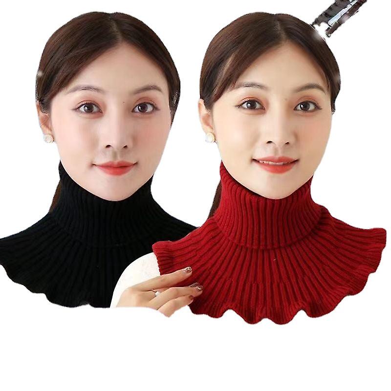 Women Girls Fake Collar Bandana Middle-aged And Elderly Cervical Support Warm-keeping And Cold-proof All-match Knitted Turtleneck Wool