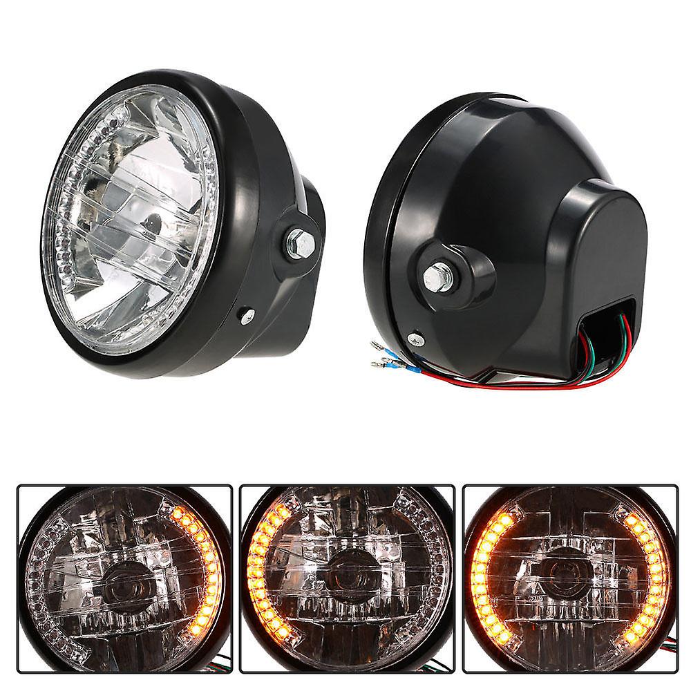 7" Motorcycle Headlight Round LED Turn Signal Indicators Blue Light Universal