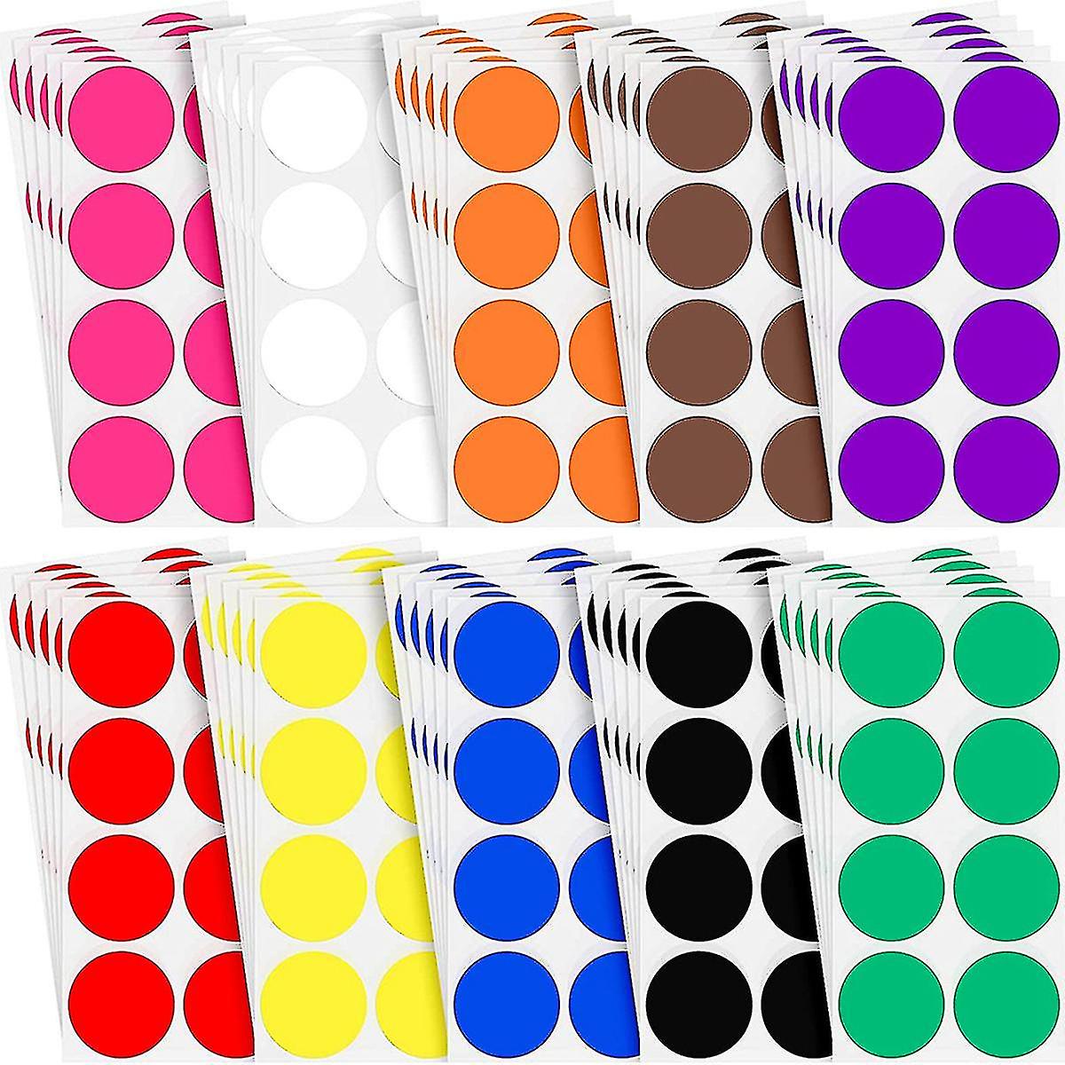2 Inch Round Color Coding Sticker 10 Assorted Colors Circle Dot Labels Self-adhesive Colored Solid