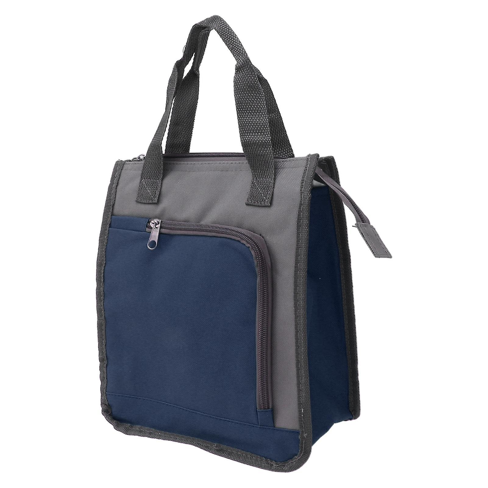 Insulated Refrigerated Bag Widened Handle Insulated Reusable Grocery Bag for Work Travel Hiking Food Delivery Dark Blue 